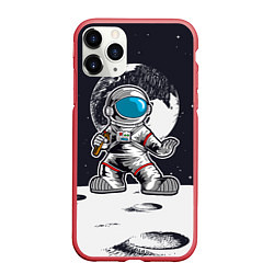 Чехол iPhone 11 Pro матовый Космонавт - каратист, цвет: 3D-красный