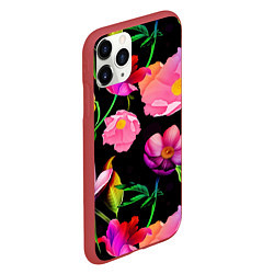 Чехол iPhone 11 Pro матовый Цветочный узор Floral pattern, цвет: 3D-красный — фото 2