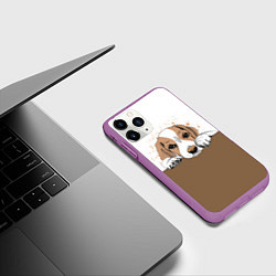 Чехол iPhone 11 Pro матовый Грустный Щенок Бигля, цвет: 3D-фиолетовый — фото 2