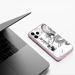 Чехол iPhone 11 Pro матовый ТОКЙИСКИЕ МСТИТЕЛИ ЧЁРНО БЕЛЫЙ TOKYO REVENGERS, цвет: 3D-розовый — фото 2