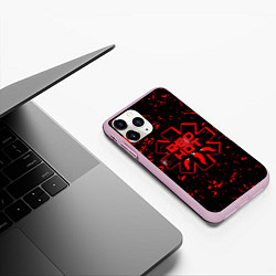 Чехол iPhone 11 Pro матовый Red Hot Chili Peppers, лого, цвет: 3D-розовый — фото 2