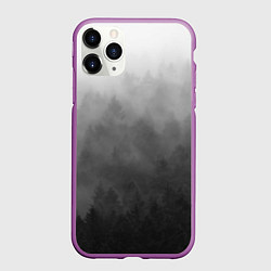 Чехол iPhone 11 Pro матовый Темный лес - туман, цвет: 3D-фиолетовый