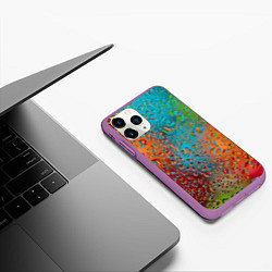 Чехол iPhone 11 Pro матовый Капли на стекле Vanguard pattern, цвет: 3D-фиолетовый — фото 2