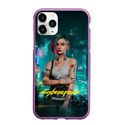 Чехол iPhone 11 Pro матовый Judy Cyberpunk 2077, цвет: 3D-фиолетовый
