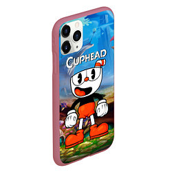 Чехол iPhone 11 Pro матовый Cuphead Красная чашечка, цвет: 3D-малиновый — фото 2