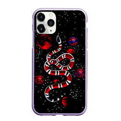 Чехол iPhone 11 Pro матовый Змея в Красном Космосе Space Snake, цвет: 3D-светло-сиреневый