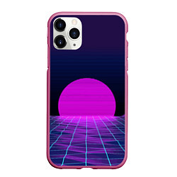 Чехол iPhone 11 Pro матовый Закат розового солнца Vaporwave Психоделика, цвет: 3D-малиновый