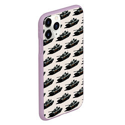 Чехол iPhone 11 Pro матовый Танки Паттерн, цвет: 3D-сиреневый — фото 2