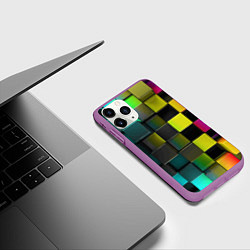 Чехол iPhone 11 Pro матовый Colored Geometric 3D pattern, цвет: 3D-фиолетовый — фото 2