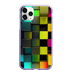 Чехол iPhone 11 Pro матовый Colored Geometric 3D pattern, цвет: 3D-светло-сиреневый