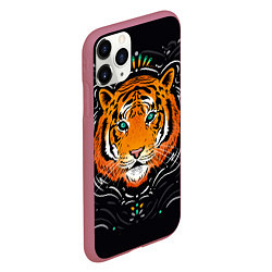 Чехол iPhone 11 Pro матовый Взгляд Тигра Eye of Tiger, цвет: 3D-малиновый — фото 2