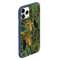 Чехол iPhone 11 Pro матовый Цветы Оранжевые, цвет: 3D-тёмно-синий — фото 2