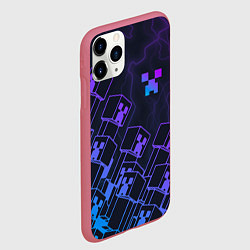 Чехол iPhone 11 Pro матовый Minecraft CREEPER NEON, цвет: 3D-малиновый — фото 2