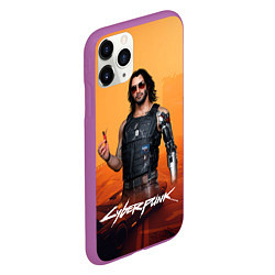 Чехол iPhone 11 Pro матовый Vi cyberpunk 2077, цвет: 3D-фиолетовый — фото 2