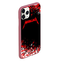 Чехол iPhone 11 Pro матовый Metallica текстура белая красная, цвет: 3D-малиновый — фото 2