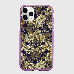 Чехол iPhone 11 Pro матовый Узоры и листья, цвет: 3D-фиолетовый