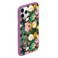 Чехол iPhone 11 Pro матовый Паттерн из летних цветов Summer Flowers Pattern, цвет: 3D-фиолетовый — фото 2