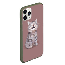 Чехол iPhone 11 Pro матовый Недовольный котик Disgruntled cat, цвет: 3D-темно-зеленый — фото 2