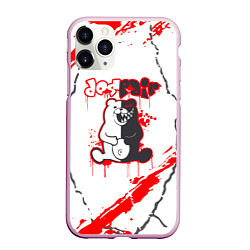 Чехол iPhone 11 Pro матовый Monokuma Трещины, цвет: 3D-розовый