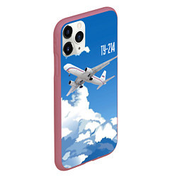 Чехол iPhone 11 Pro матовый Самолет Ту-214, цвет: 3D-малиновый — фото 2