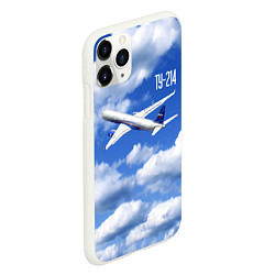 Чехол iPhone 11 Pro матовый Самолет Ту-214, цвет: 3D-белый — фото 2