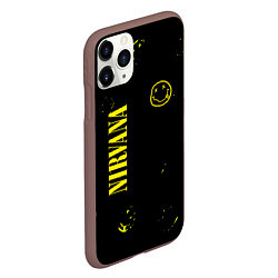Чехол iPhone 11 Pro матовый Nirvana паттерн смайлы, цвет: 3D-коричневый — фото 2