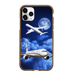 Чехол iPhone 11 Pro матовый Пассажирский самолет Ту-214, цвет: 3D-коричневый
