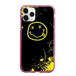 Чехол iPhone 11 Pro матовый Nirvana texture смайл, цвет: 3D-малиновый