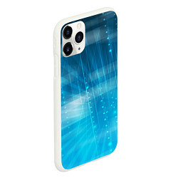 Чехол iPhone 11 Pro матовый Линии на голубом фоне, цвет: 3D-белый — фото 2