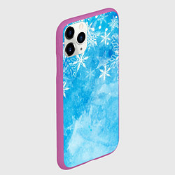 Чехол iPhone 11 Pro матовый Новогодние снежинки, цвет: 3D-фиолетовый — фото 2