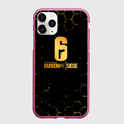 Чехол iPhone 11 Pro матовый Rainbow six siege соты, цвет: 3D-малиновый