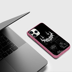 Чехол iPhone 11 Pro матовый Злая улыбка демона ФОНК паттерн, цвет: 3D-малиновый — фото 2