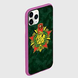 Чехол iPhone 11 Pro матовый КАМУФЛЯЖ ПОГРАНВОЙСКА ЗЕЛЕНЫЙ, цвет: 3D-фиолетовый — фото 2