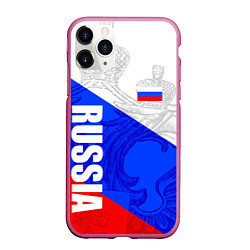 Чехол iPhone 11 Pro матовый RUSSIA - SPORTWEAR - ТРИКОЛОР, цвет: 3D-малиновый