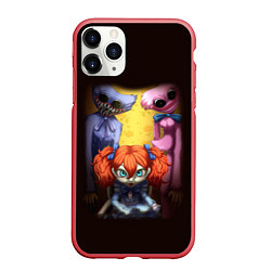 Чехол iPhone 11 Pro матовый POPPY PLAYTIME ХАГГИ ВАГГИ, КИССИ МИССИ И КУКЛА, цвет: 3D-красный