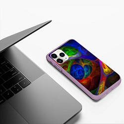 Чехол iPhone 11 Pro матовый Абстрактная мультивселенная паттерн Abstraction, цвет: 3D-сиреневый — фото 2