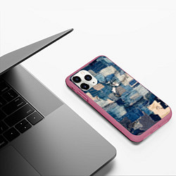 Чехол iPhone 11 Pro матовый Patchwork Jeans Осень Зима 2023, цвет: 3D-малиновый — фото 2