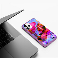 Чехол iPhone 11 Pro матовый Красочный летний цветочный паттерн Summer color pa, цвет: 3D-фиолетовый — фото 2