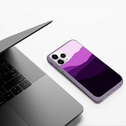 Чехол iPhone 11 Pro матовый Фиолетовый градиент горы абстракция, цвет: 3D-серый — фото 2