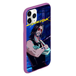 Чехол iPhone 11 Pro матовый Johnny Cyberpunk2077, цвет: 3D-фиолетовый — фото 2