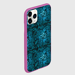 Чехол iPhone 11 Pro матовый Бирюзовые бабочки, цвет: 3D-фиолетовый — фото 2