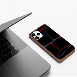 Чехол iPhone 11 Pro матовый Геометрические линии сине-красные, цвет: 3D-коричневый — фото 2