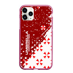 Чехол iPhone 11 Pro матовый Resident Evil Umbrella Corporation паттерн, цвет: 3D-малиновый