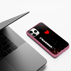 Чехол iPhone 11 Pro матовый Undertale брызги красок, цвет: 3D-малиновый — фото 2