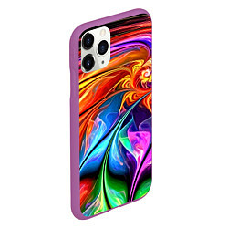 Чехол iPhone 11 Pro матовый Красочный абстрактный цветочный паттерн Color abst, цвет: 3D-фиолетовый — фото 2