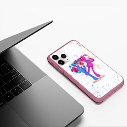 Чехол iPhone 11 Pro матовый Влюбленные Хагги Вагги и Кисси Мисси, цвет: 3D-малиновый — фото 2