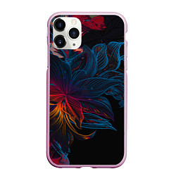 Чехол iPhone 11 Pro матовый Радужные цветы, цвет: 3D-розовый