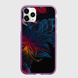 Чехол iPhone 11 Pro матовый Радужные цветы, цвет: 3D-фиолетовый