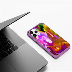 Чехол iPhone 11 Pro матовый Красочный цветочный узор Лето Colorful Floral Patt, цвет: 3D-фиолетовый — фото 2