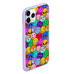 Чехол iPhone 11 Pro матовый Sticker bombing смайлы маленькие, цвет: 3D-светло-сиреневый — фото 2